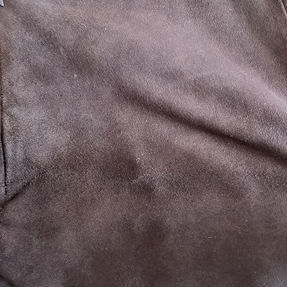 Sundance brown suede paneled asymmetrical midi skirt size 12 - Picture 10 of 12